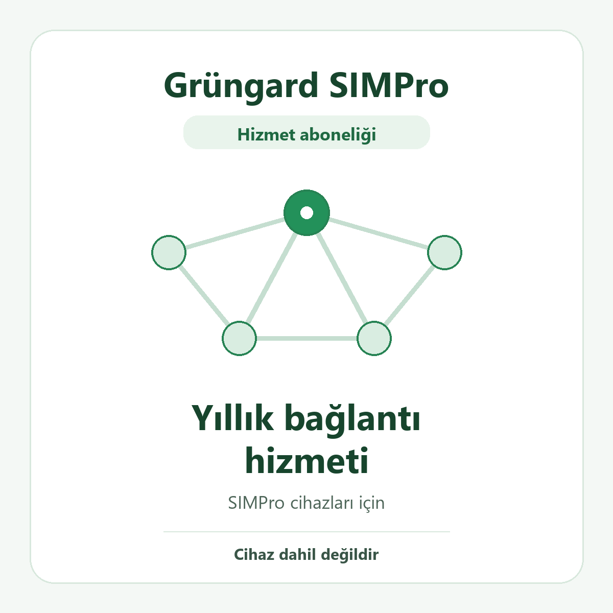 Grüngard SIMPro Abonelik | Cihazların Yıllık İnternet Bağlantı Hizmeti