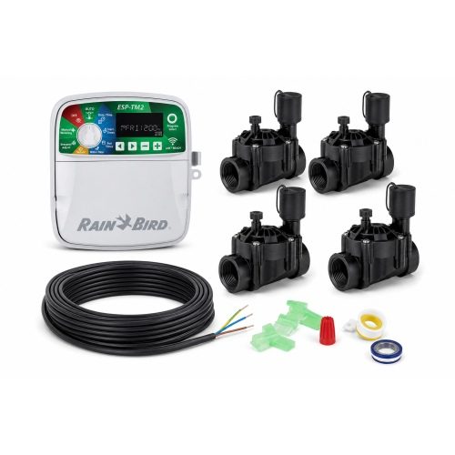 Rain Bird ESP-TM2 ve 4 istasyon solenoid vana seti bahçe kurulumu