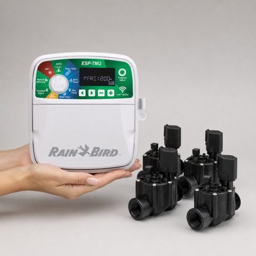 Rain Bird ESP-TM2 ve 4 istasyon solenoid vana seti kadın ellerinde
