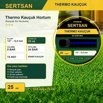 Sertsan Thermo Kauçuk Su Hortumu 1 2 inç 12,5 mm 25 m Sertsan Bahçe Hortumları ürün görseli