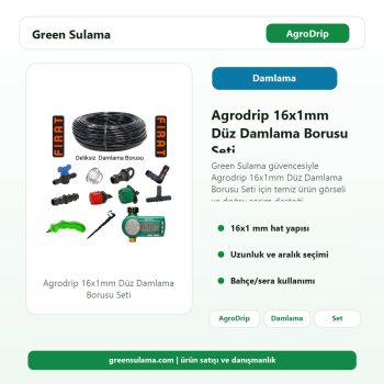 Agrodrip 16x1mm Düz Damlama Borusu Seti Green Sulama ana ürün görseli