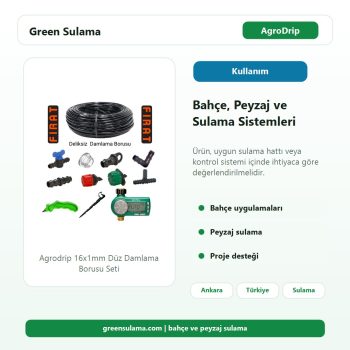 Agrodrip 16x1mm Düz Damlama Borusu Seti bahçe peyzaj sulama kullanım alanı görseli