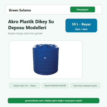 Akro Plastik Dikey Su Deposu Modelleri 50LT Beyaz Akro Su Depoları ürün görseli