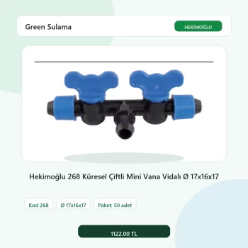 Hekimoğlu 268 Küresel Çiftli Mini Vana Vidalı Ø 17x16x17 - 50 Adet Paket gerçek katalog ürün görseli