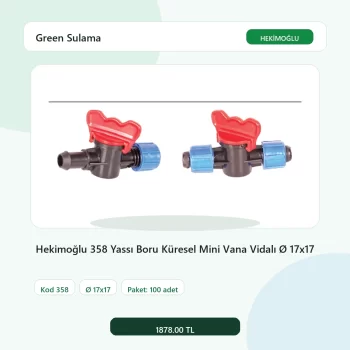 Hekimoğlu 358 Yassı Boru Küresel Mini Vana Vidalı Ø 17x17 - 100 Adet Paket gerçek katalog ürün görseli