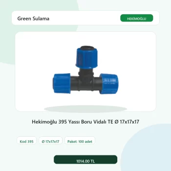 Hekimoğlu 395 Yassı Boru Vidalı TE Ø 17x17x17 - 100 Adet Paket gerçek katalog ürün görseli