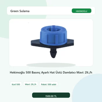 Hekimoğlu 500 Basınç Ayarlı Hat Üstü Damlatıcı Mavi: 2lt./h - 500 Adet Paket gerçek katalog ürün görseli