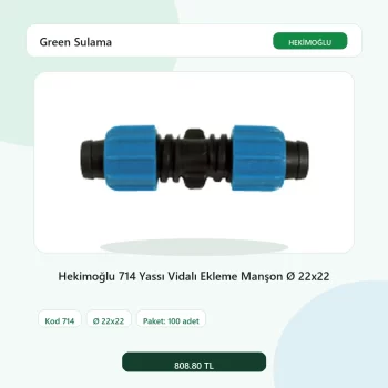 Hekimoğlu 714 Yassı Vidalı Ekleme Manşon Ø 22x22 - 100 Adet Paket gerçek katalog ürün görseli