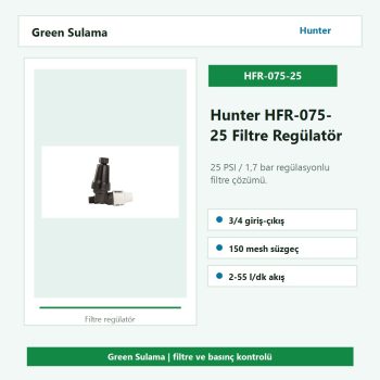 Hunter HFR-075-25 25 PSI basınç regüleli filtre