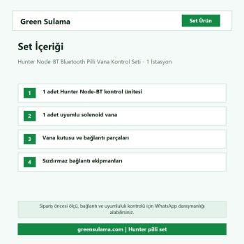 Hunter Node-BT Bluetooth pilli vana kontrol seti set içeriği ve parça listesi