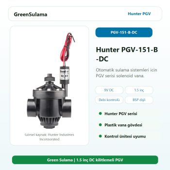 Hunter PGV-151-B-DC 9V DC kilitlemeli solenoid vana