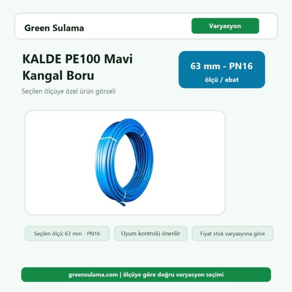 KALDE PE100 Mavi İçme Suyu Kangal Boru 20 63 mm PN10 PN16 Kalde PE100 Kangal Boru ürün görseli