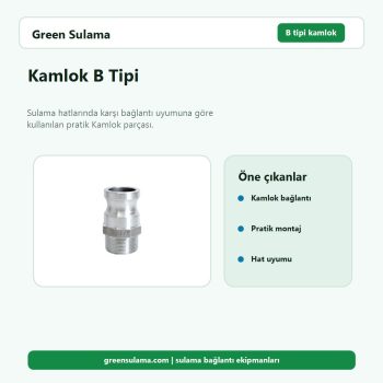Kamlok B Tipi hortum ve bahçe sulama aksesuarı