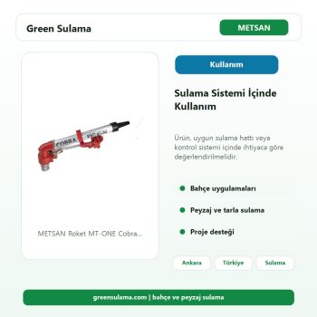 METSAN Roket MT-ONE Cobra Şanzımanlı Yağmurlama Başlığı | 2″ Giriş, 35–60 m Menzil sulama sistemi kullanım alanı görseli