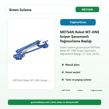 METSAN Roket MT-ONE Sniper Şanzımanlı Yağmurlama Başlığı | 2″ Giriş, 26–52 m Menzil Green Sulama ana ürün görseli