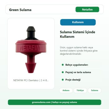 NETAFIM PCJ Damlatıcı | 2-4-8 L/saat Basınç Dengelemeli sulama sistemi kullanım alanı görseli