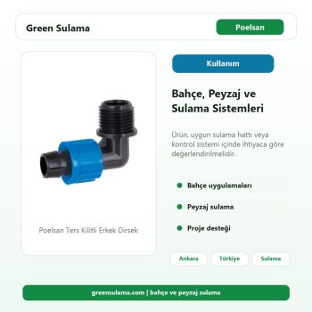 Poelsan Ters Kilitli Erkek Dirsek bahçe peyzaj sulama kullanım alanı görseli