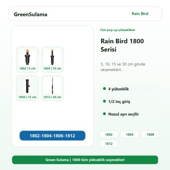 Rain Bird 1800 Serisi 1802 1804 1806 1812 tüm pop-up yükseklikleri