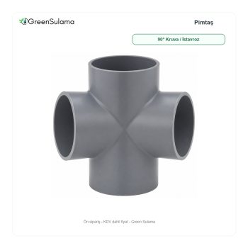 Pimtaş UH-PVC Yapıştırma Muflu 90° Kruva (İstavroz) ürün görseli - Green Sulama
