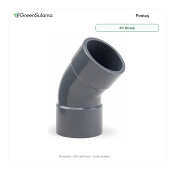 Pimtaş UH-PVC 45° Yapıştırma Muflu Dirsek ?r?n g?rseli - Green Sulama