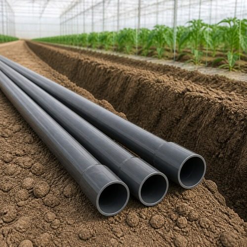 Pimtaş U-PVC yapıştırma muflu boru PN10 tarımsal sulama uygulaması