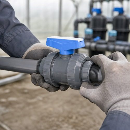 Pimtaş U-PVC Çift Taraf İçten Dişli Küresel Su Vanası – Tarımsal Uygulama
