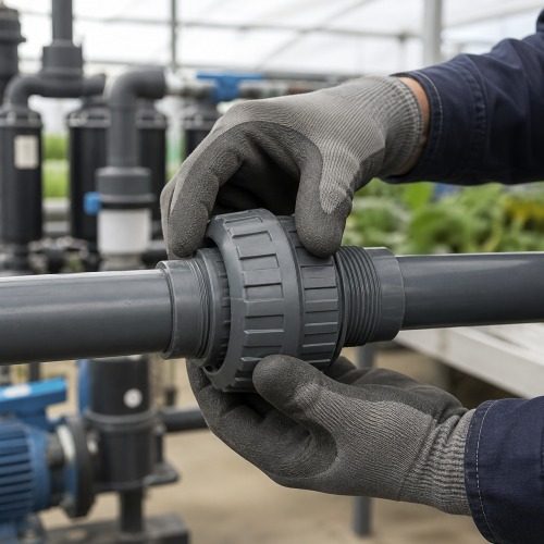 Pimtaş U-PVC Çift Taraf İçten Dişli Rakor – Tarımsal Uygulama