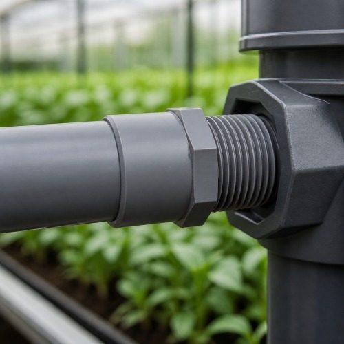 Pimtaş UH-PVC tek taraf dıştan dişli redüksiyonlu adaptör sera sulama uygulaması