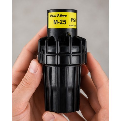 Rain Bird PSI-M25 25 PSI basınç regülatörü bahçede sinematik görünüm