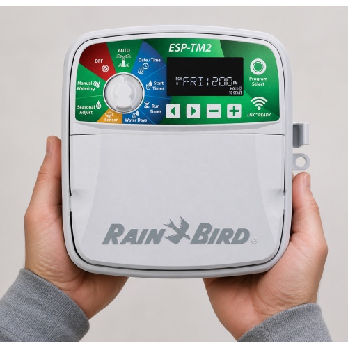 Rain Bird ESP-TM2 230V 6 istasyonlu dış mekân kontrol ünitesi elde kullanım görünümü